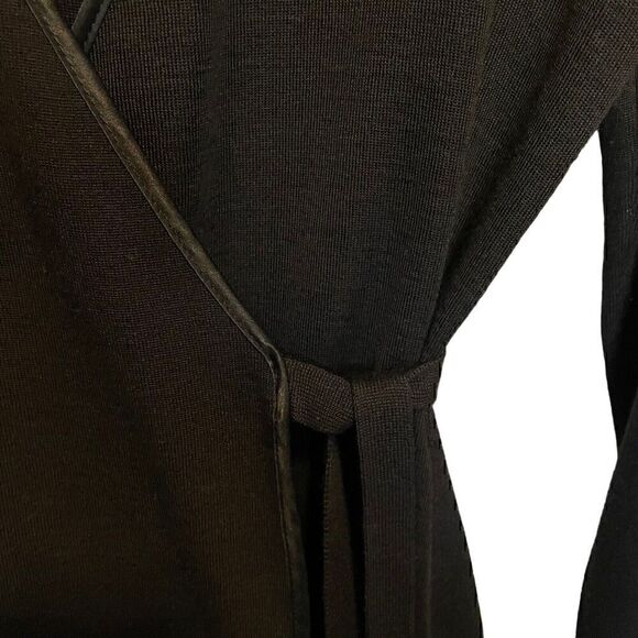 Jones NY Signature Black Wrap Dressy Tie Ribbon Trim Long Sleeve Sweater SIZE S - Picture 7 of 8